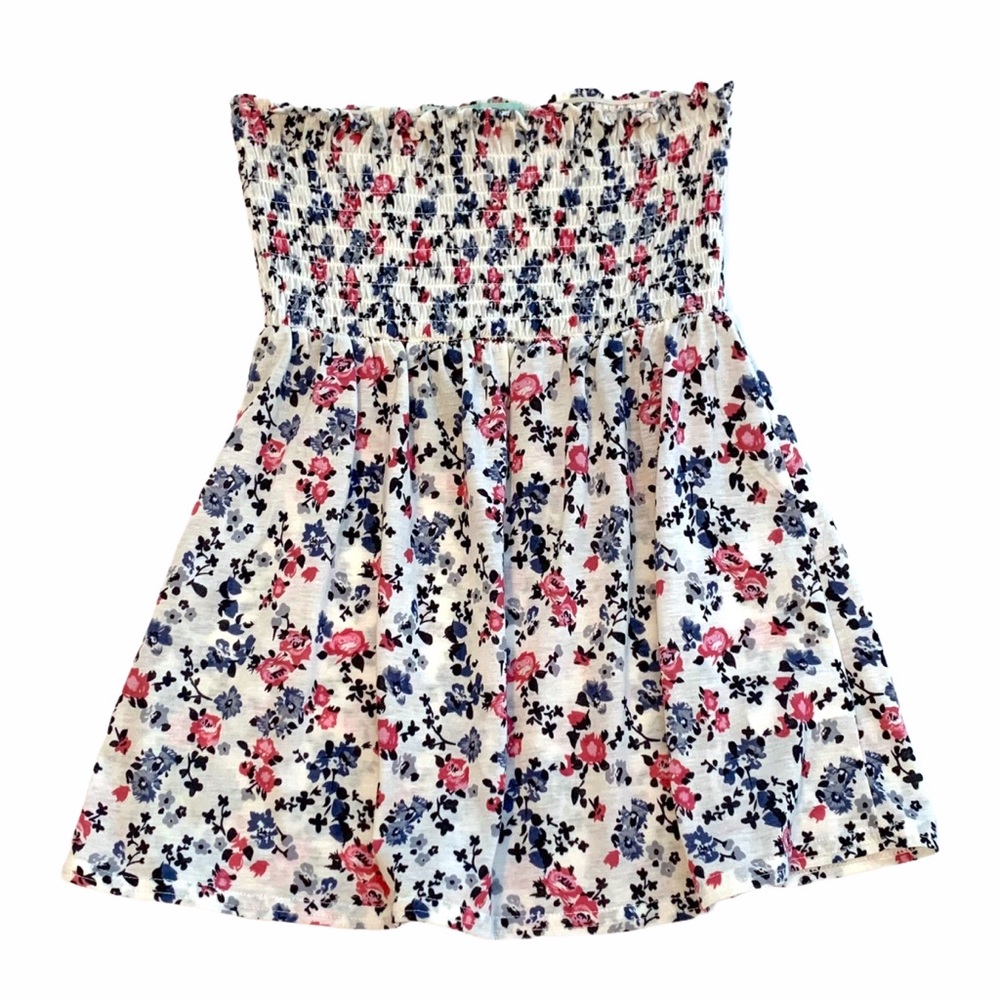 Maurices Floral Tube Top Strapless Blue Pink White Small Smock